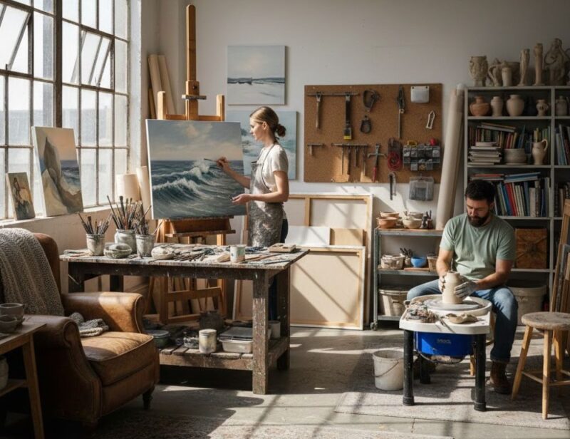 Work Area With Artists